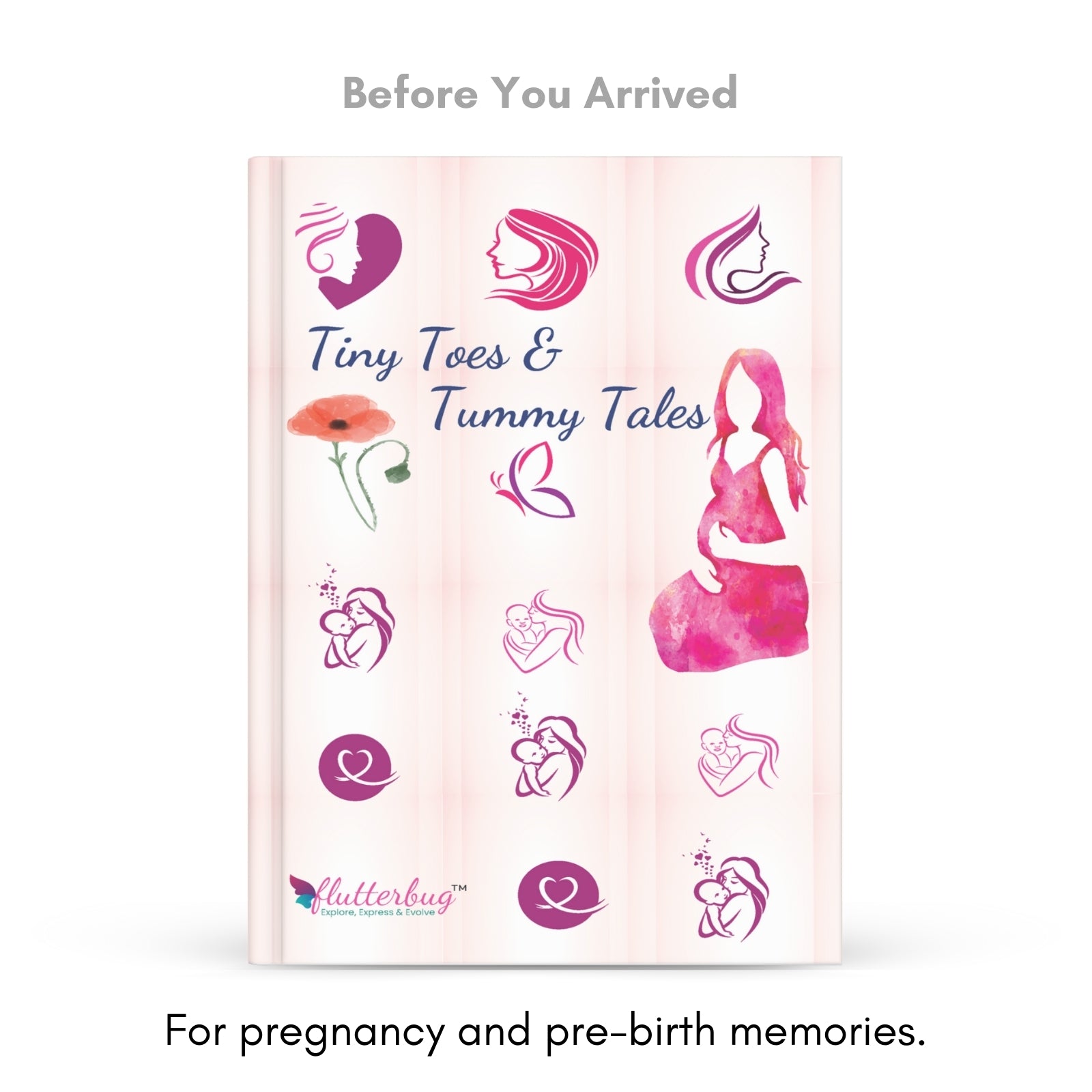 FLUTTERBUG Baby Scrapbook & Keepsake Album Set | 4-Piece Memory Collection | Document Every Special Moment from Pregnancy to First Years