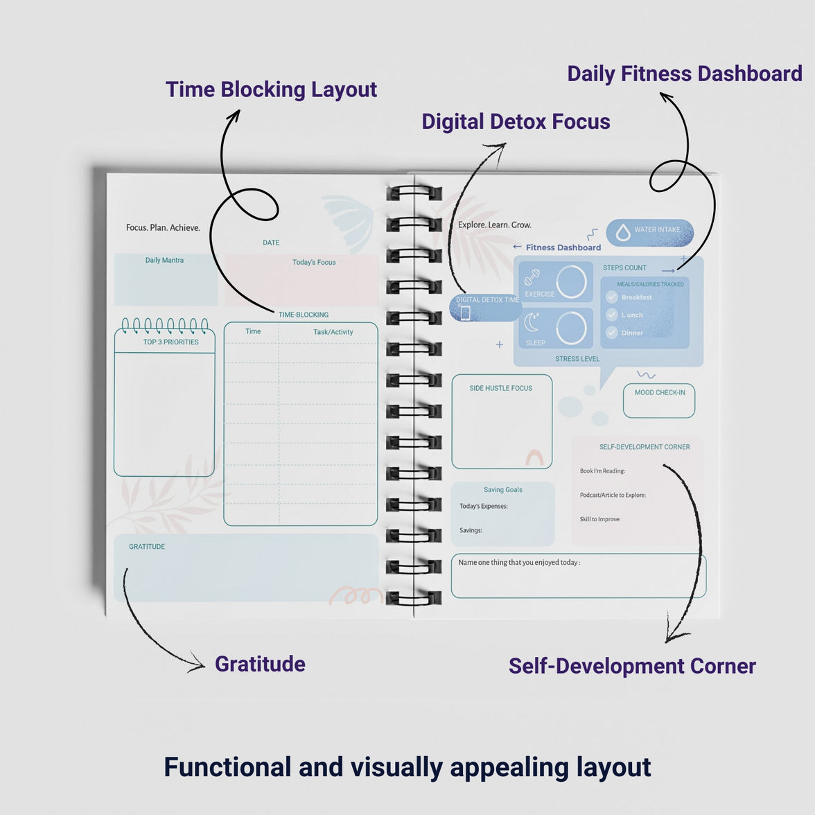 Professional Daily Planner for Young Minds to Thrive & Hustle l Achieve Career Goals, Build Your Side Hustle, and Transform Your Life