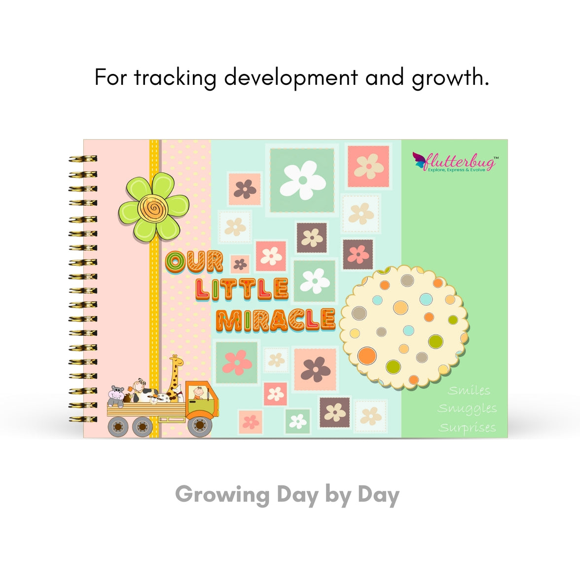 FLUTTERBUG Baby Scrapbook & Keepsake Album Set | 4-Piece Memory Collection | Document Every Special Moment from Pregnancy to First Years