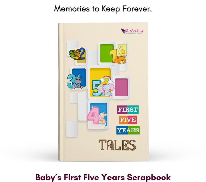 FLUTTERBUG Baby Scrapbook & Keepsake Album Set | 4-Piece Memory Collection | Document Every Special Moment from Pregnancy to First Years