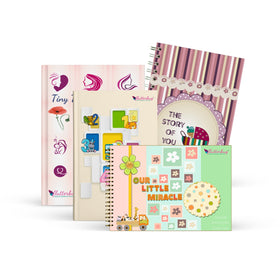 FLUTTERBUG Baby Scrapbook & Keepsake Album Set | 4-Piece Memory Collection | Document Every Special Moment from Pregnancy to First Years